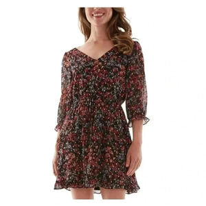 BCX dress black ruffled metallic sheer lined